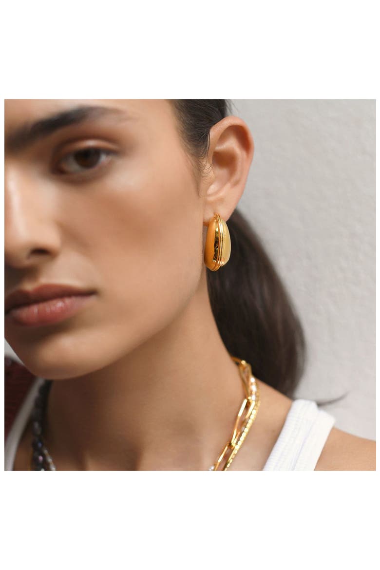 Large Ridge Dome Hoop Earrings, Alternate, color, GOLD