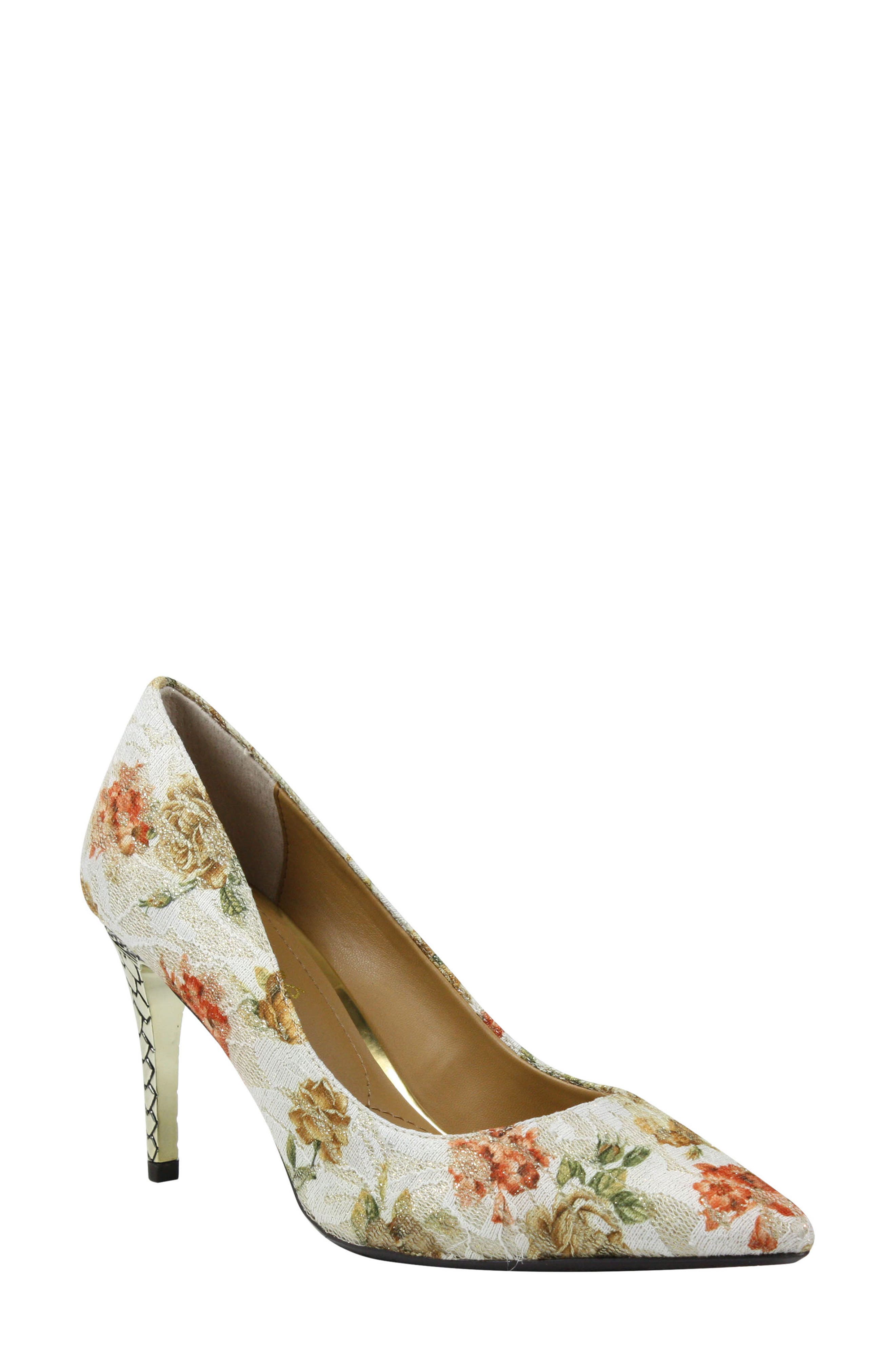 Maressa Pointed Toe Pump, Main, color, WHITE/ GOLD FABRIC