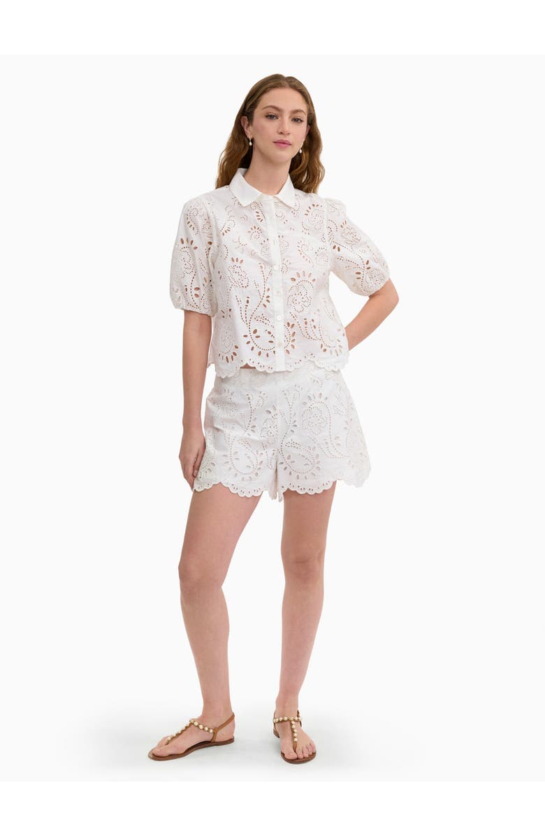 Rebecca Taylor Brielle Poplin Eyelet Short, Main, color, Ivory