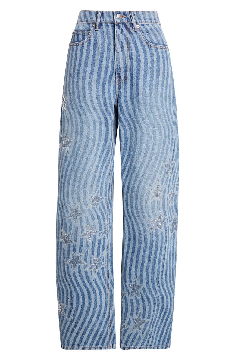Alexander Wang Float Stars & Stripes Straight Leg Jeans, Alternate, color, Vintage Medium Indigo