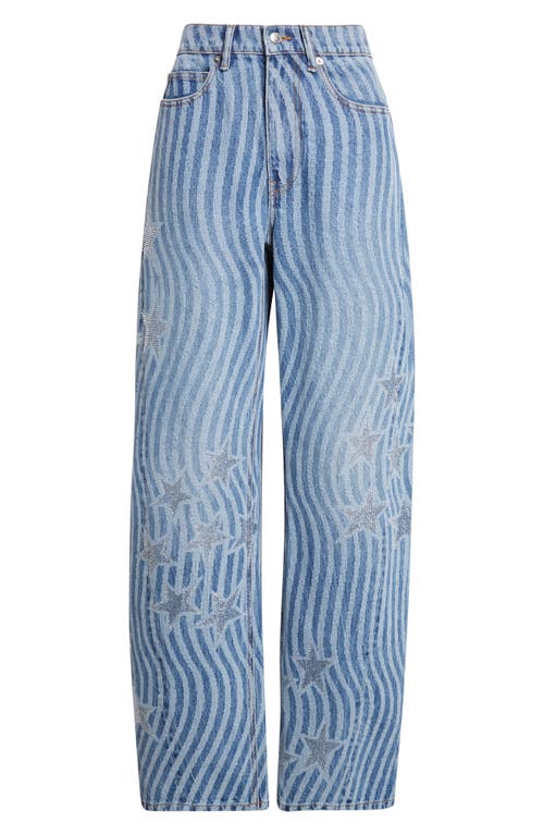 Alexander Wang Float Stars & Stripes Straight Leg Jeans In Blue