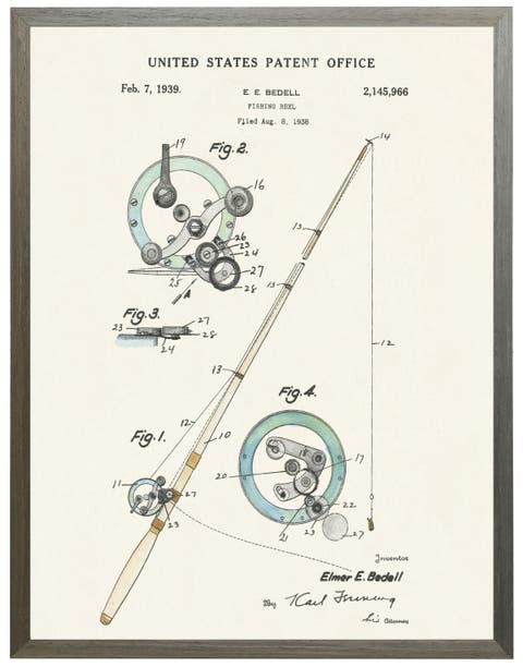 Fishing Reel Patent in Black Frame