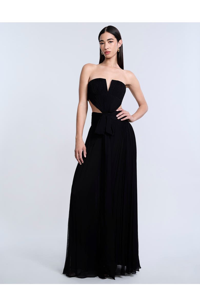 BCBGMAXAZRIA Cutout Shirring Bow Tie Gown, Main, color,
