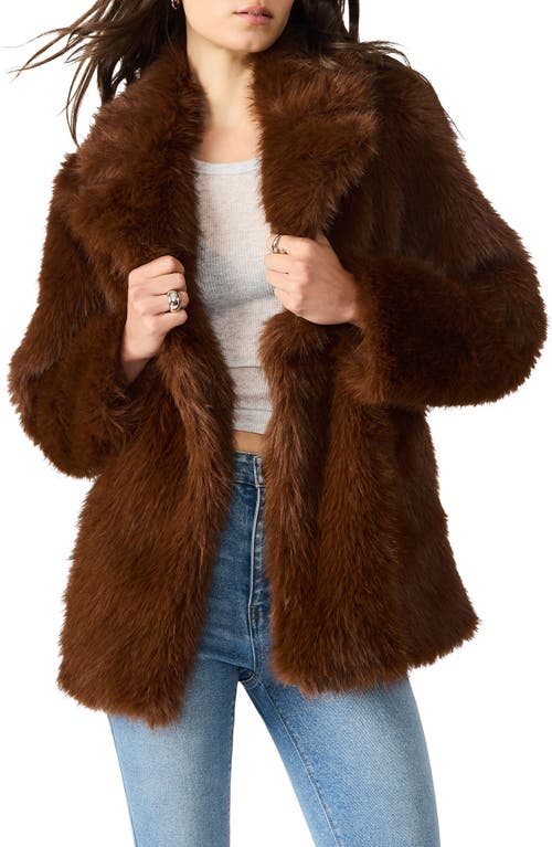 Steve Madden Kindra Faux Fur Coat In Brown