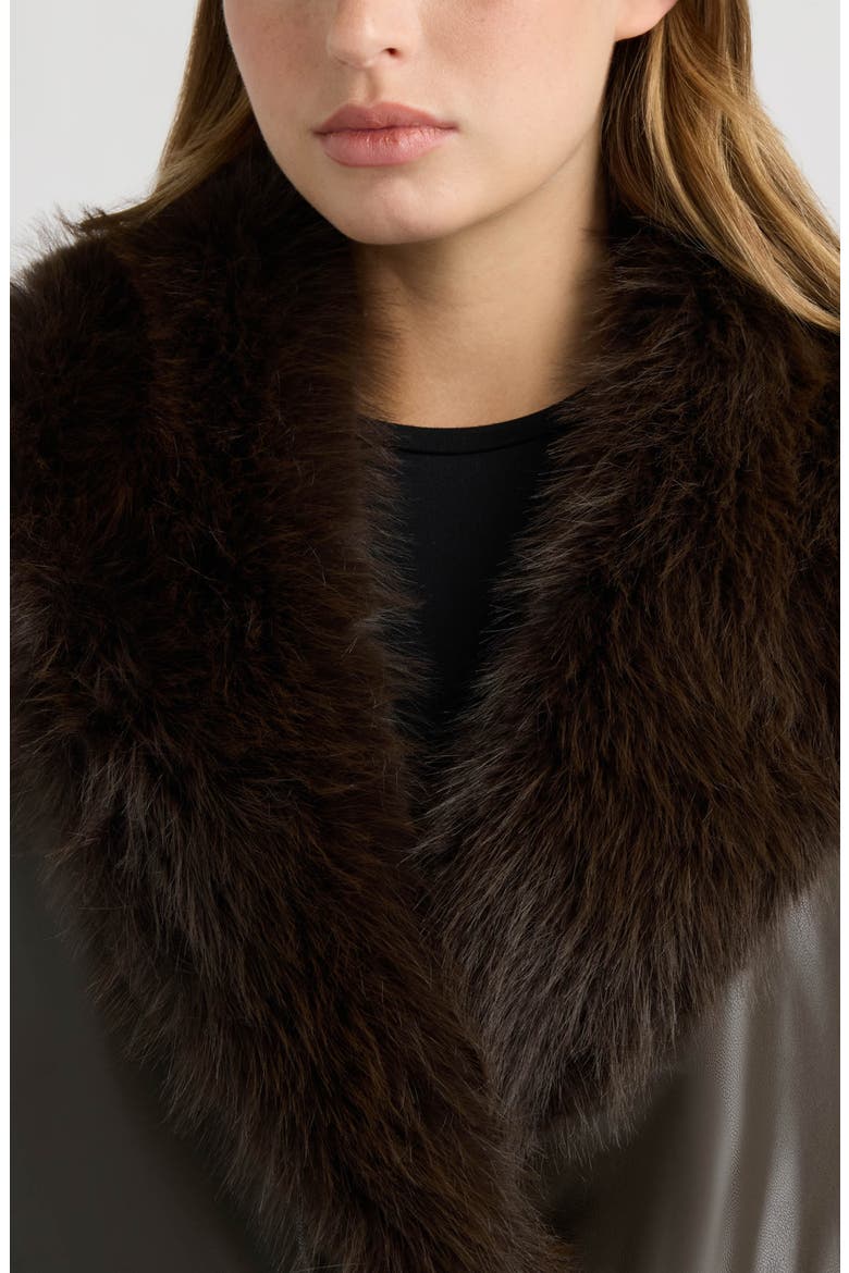Leon Faux Leather Jacket with Faux Fur Collar, Alternate, color, ESPRESSO