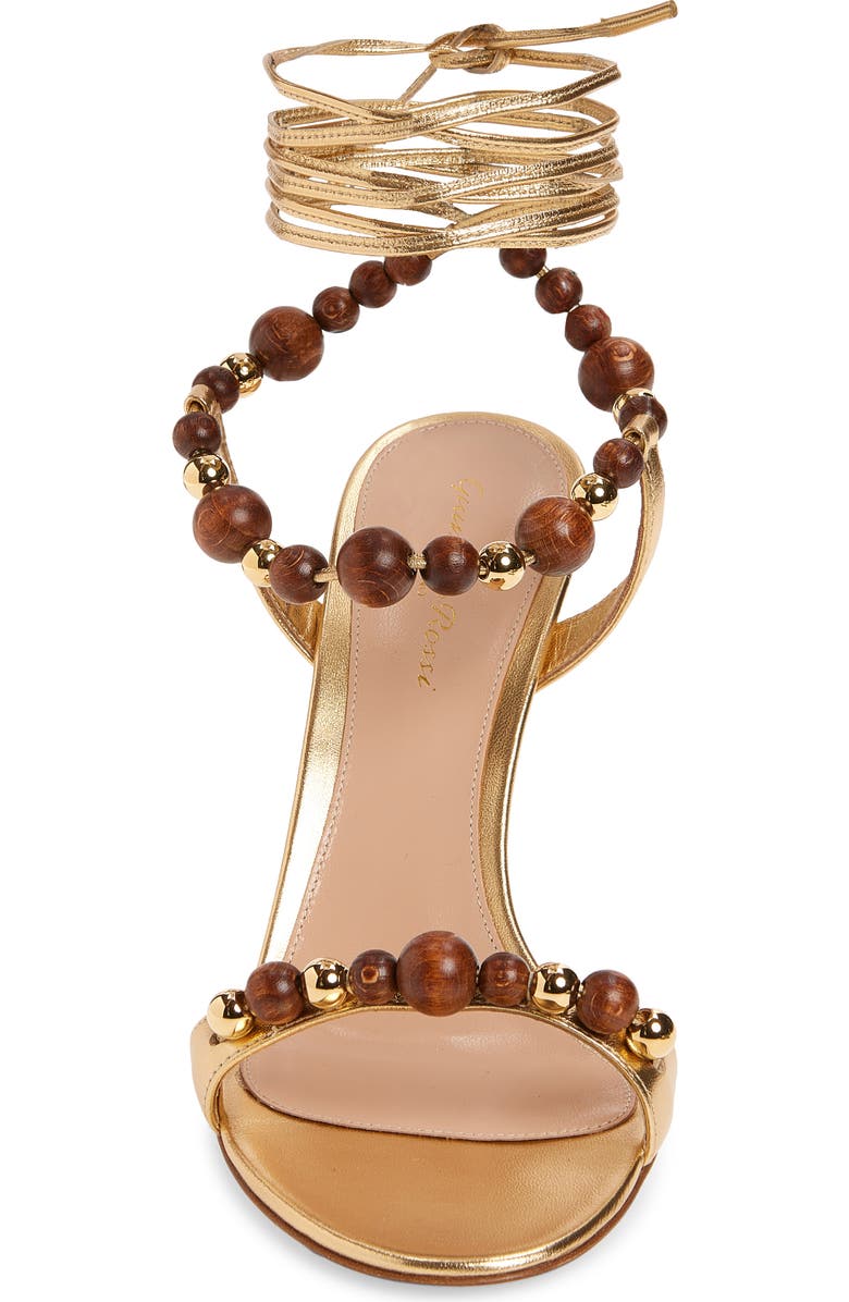 Gianvito Rossi Wood Bead Ankle Wrap Sandal, Alternate, color, Mekong