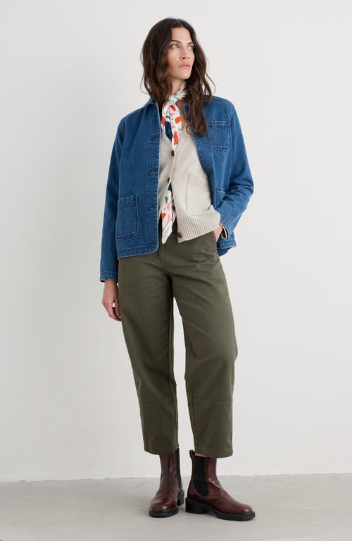 Seasalt Cornwall Painted Forms Ankle Barrel Leg Organic Cotton Pants In Green