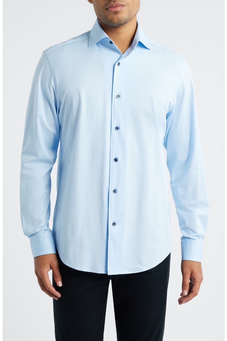 James OoohCotton® Solid Button-Up Shirt, Main, color, SKY