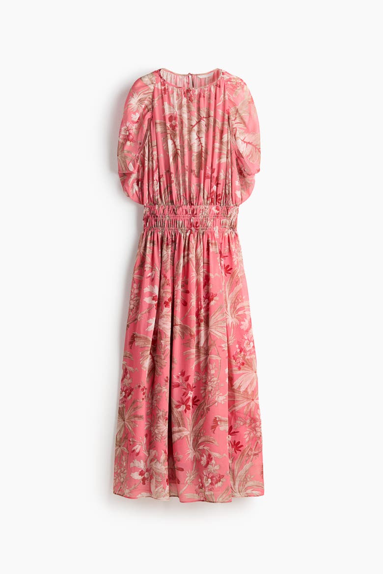 Cape-sleeved Chiffon Dress, Alternate, color, Pink/floral