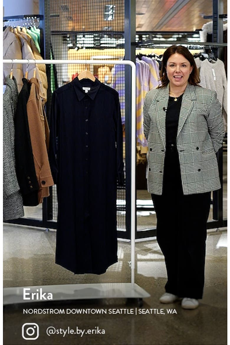 Long Sleeve Satin Midi Shirtdress video