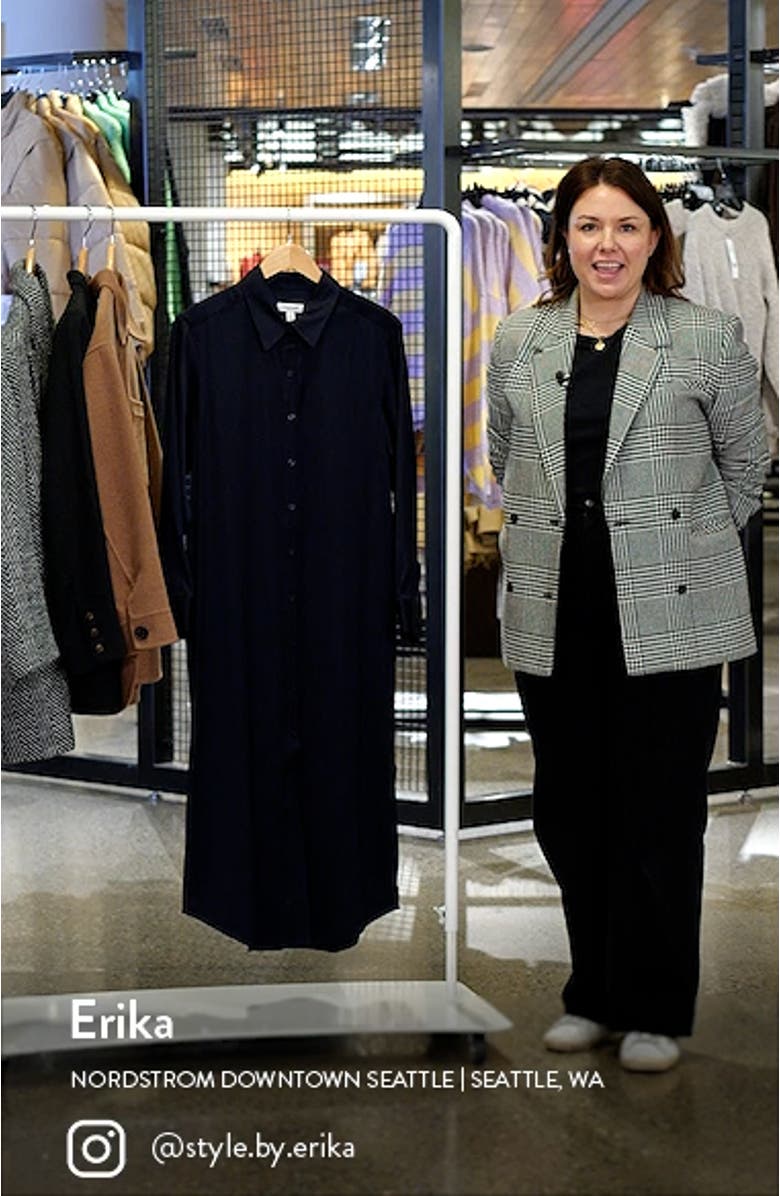 Long Sleeve Satin Midi Shirtdress, sales video thumbnail