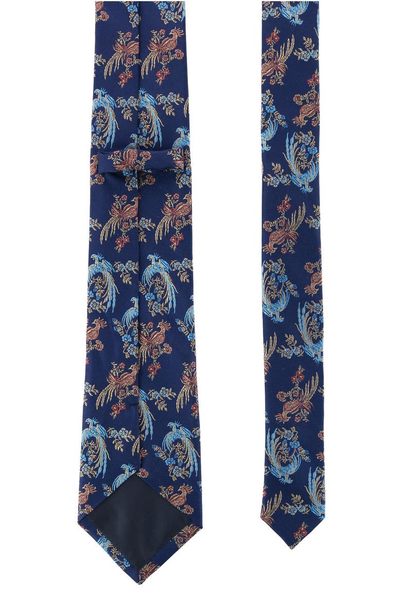 Birds of Prosperity Silk Tie, Alternate, color, NAVY