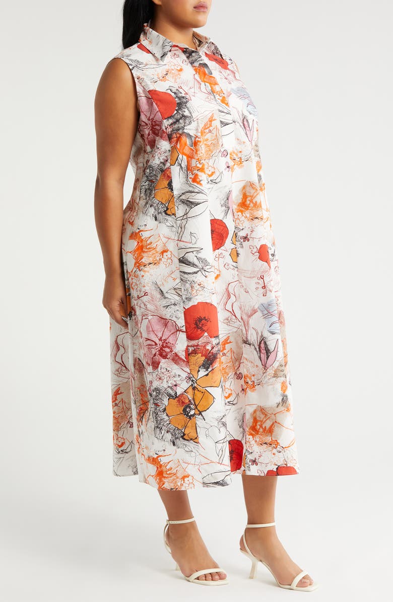 Marina Rinaldi Rabat Floral Sleeveless Midi Shirtdress, Alternate, color, 