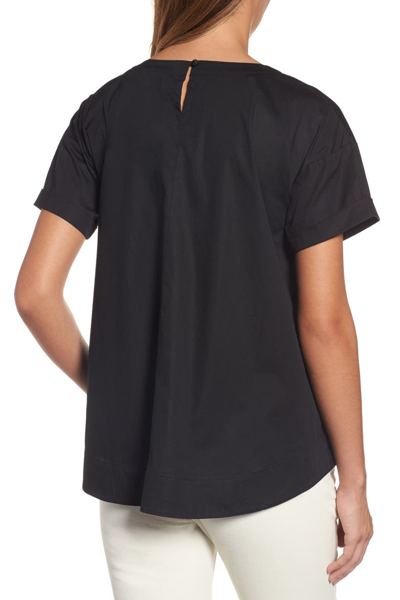 Stretch Organic Cotton Top, Alternate, color, BLACK
