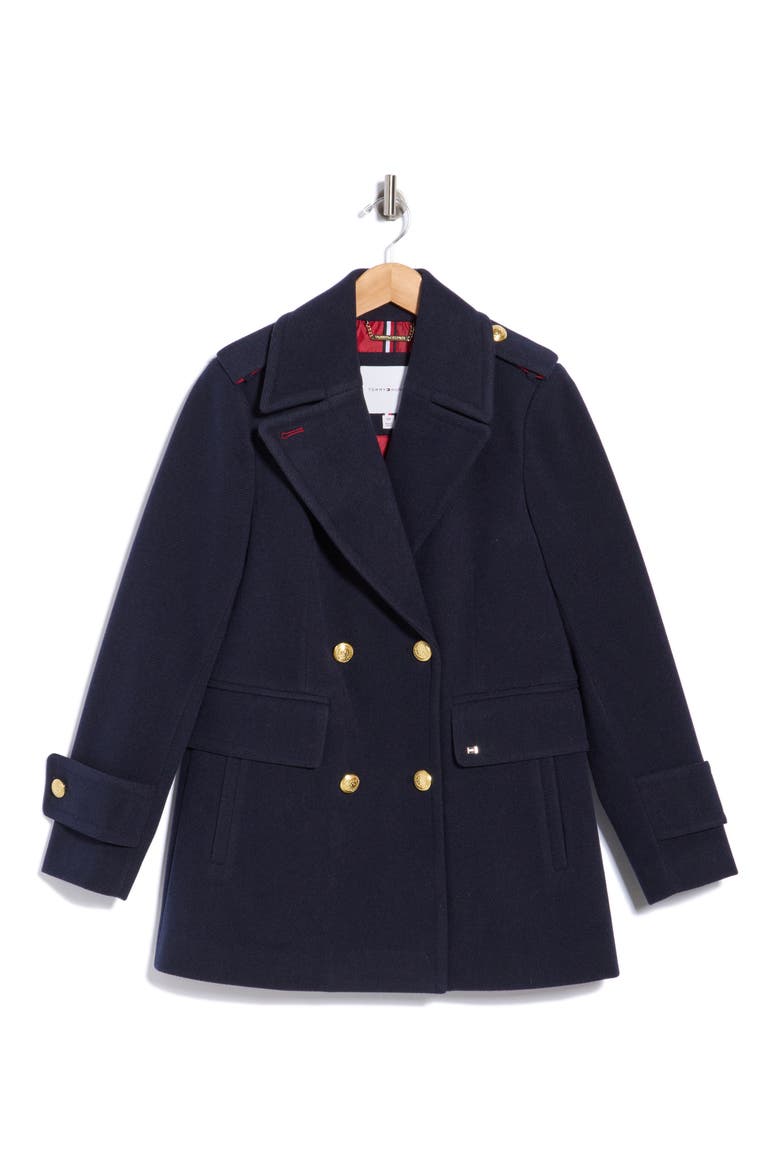 Double Breasted Coat, Alternate, color, NAVY TWILL