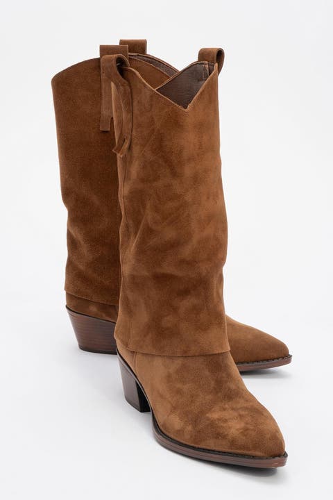 Teodora Leather Block Heel Boot (Women)