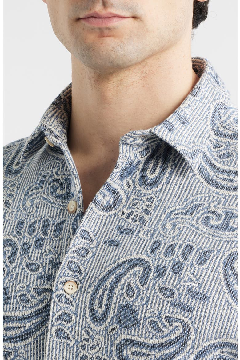 Linden Textured Short Sleeve Button-Up Shirt, Alternate, color, BLUE PAISLEY