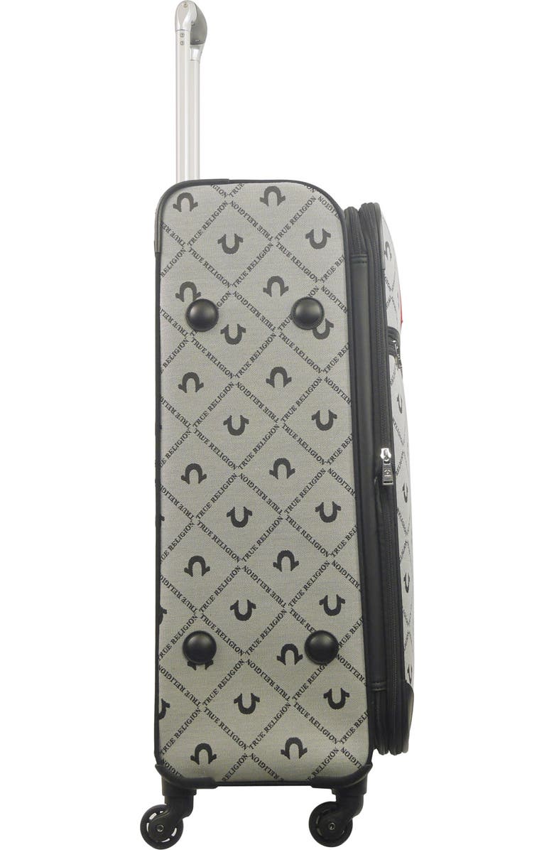 True Religion Soft Sided 31" Expandable, Spinner Luggage Buddah patch, Alternate, color, Black