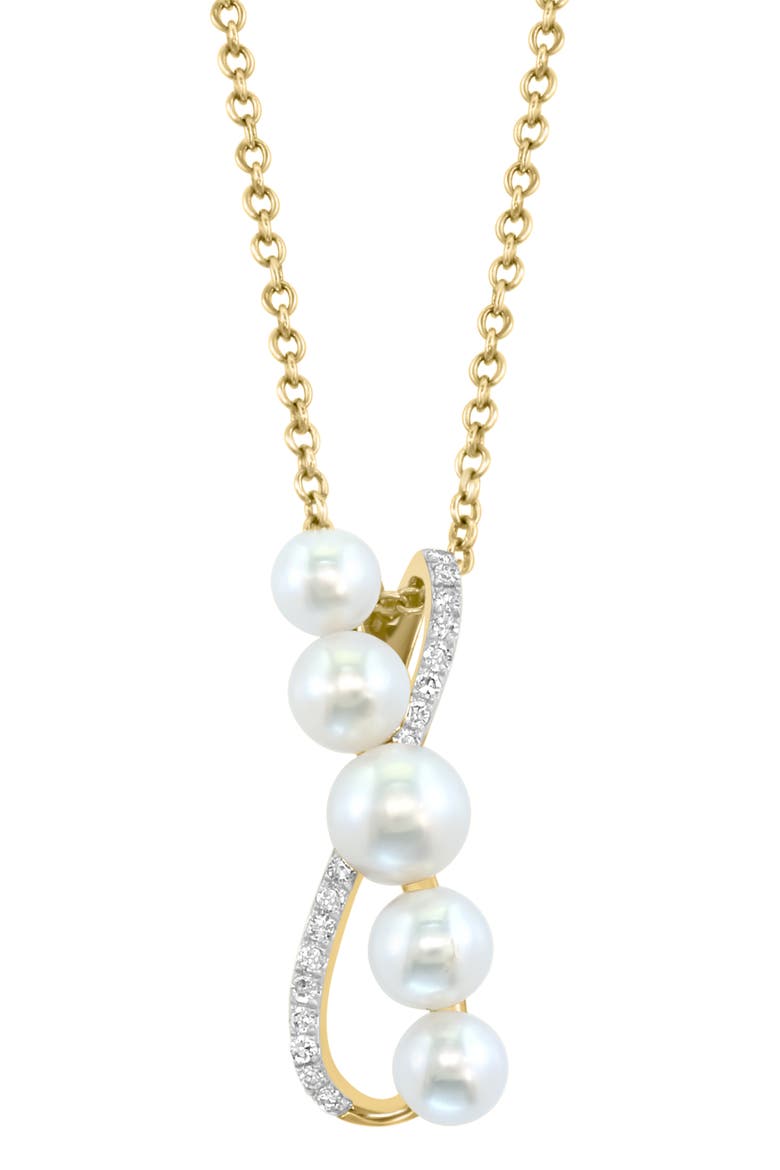 Diamond & Freshwater Pearl Pendant Necklace, Alternate, color, WHITE
