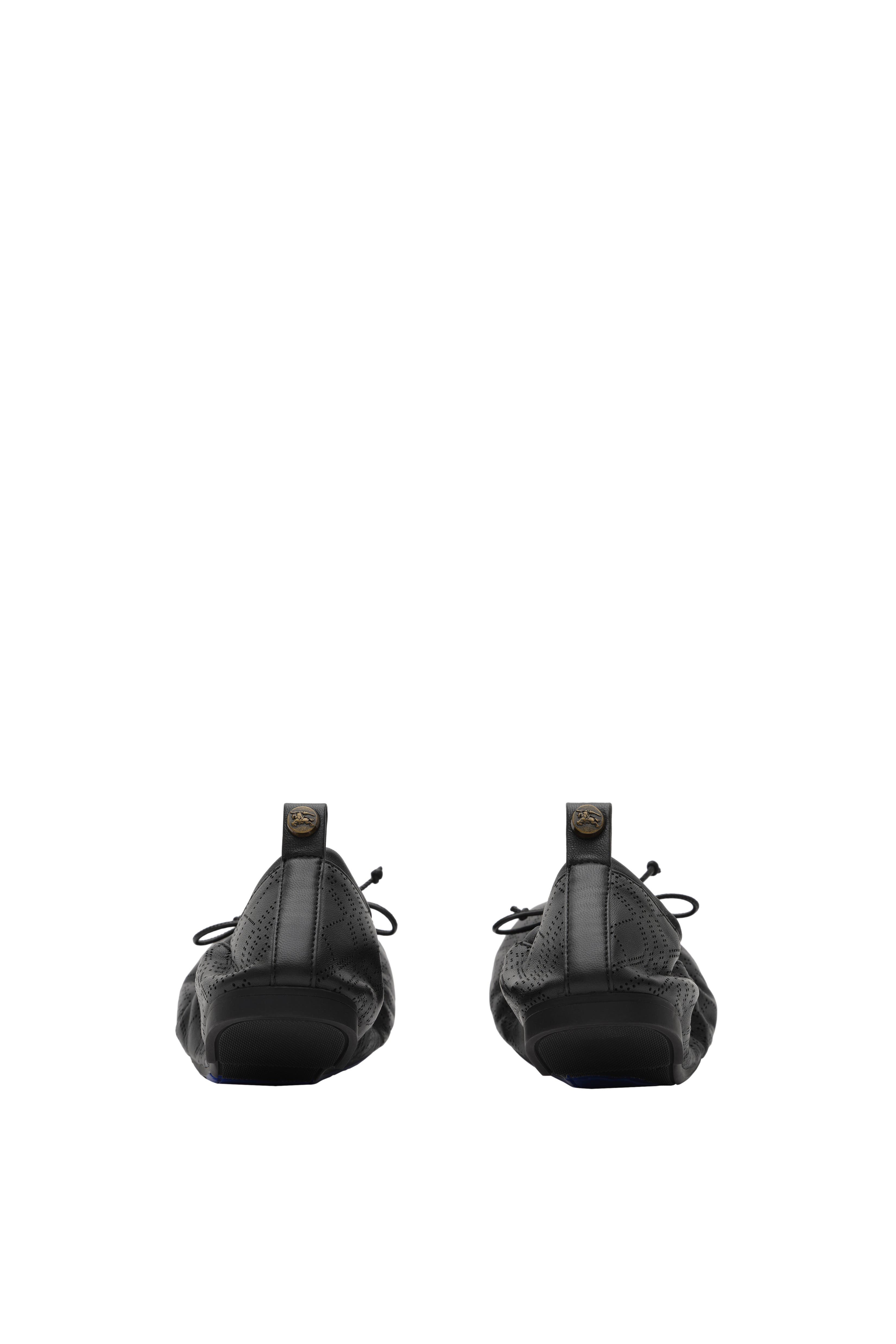 Burberry Check Leather Fawn Ballerinas, Alternate, color, Black