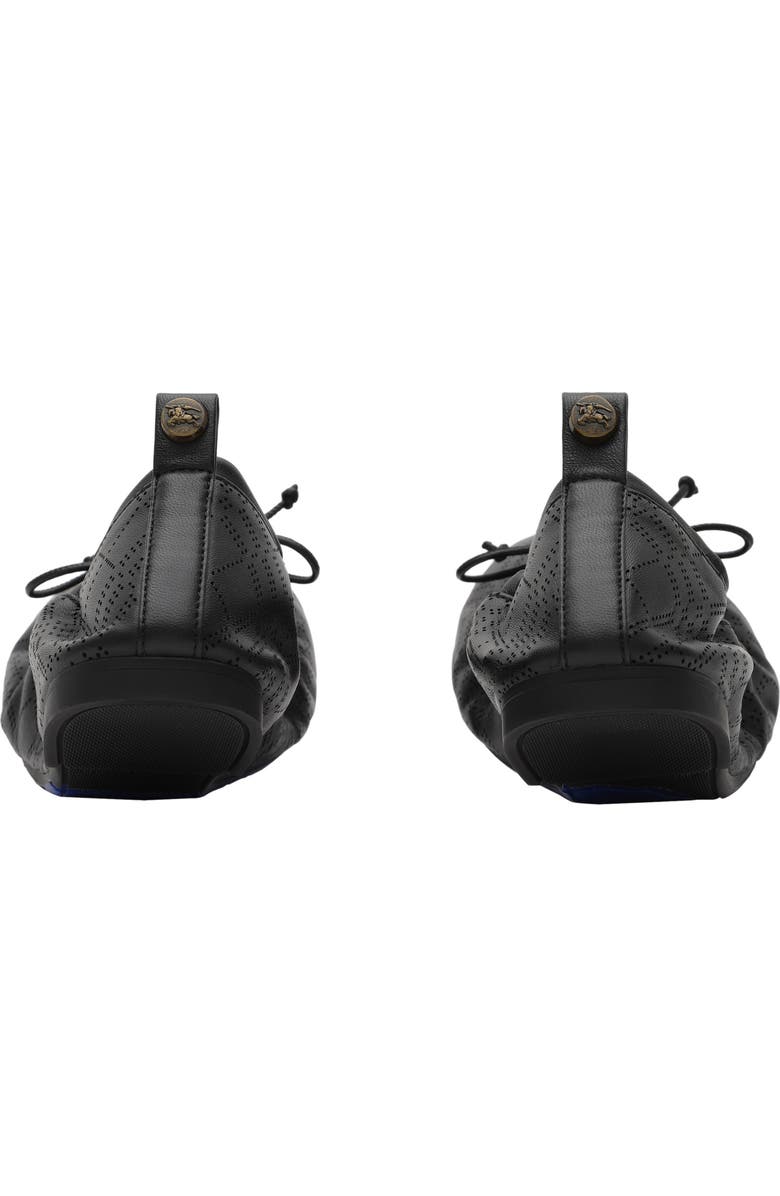 Burberry Check Leather Fawn Ballerinas, Alternate, color, Black