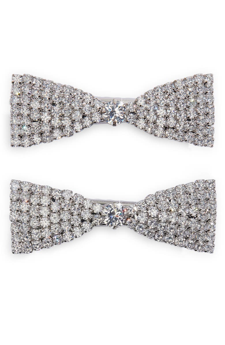 Tasha Two-Pack Cubic Zirconia Bow Hair Clips, Main, color,
