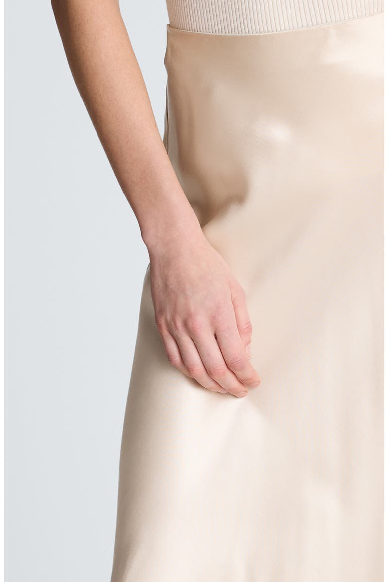Lace Trim Satin Midi Skirt, Alternate, color, OYSTER