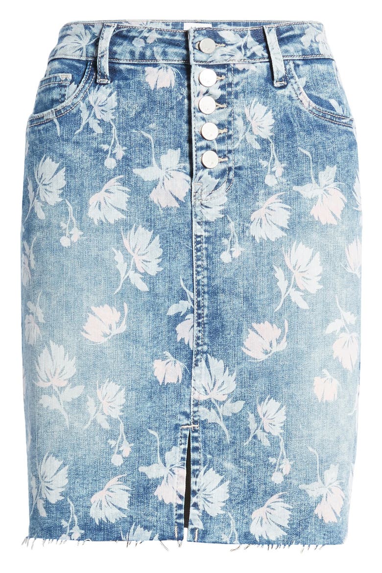 Floral Denim Miniskirt, Alternate, color, BLUE BOTANICAL GARDEN