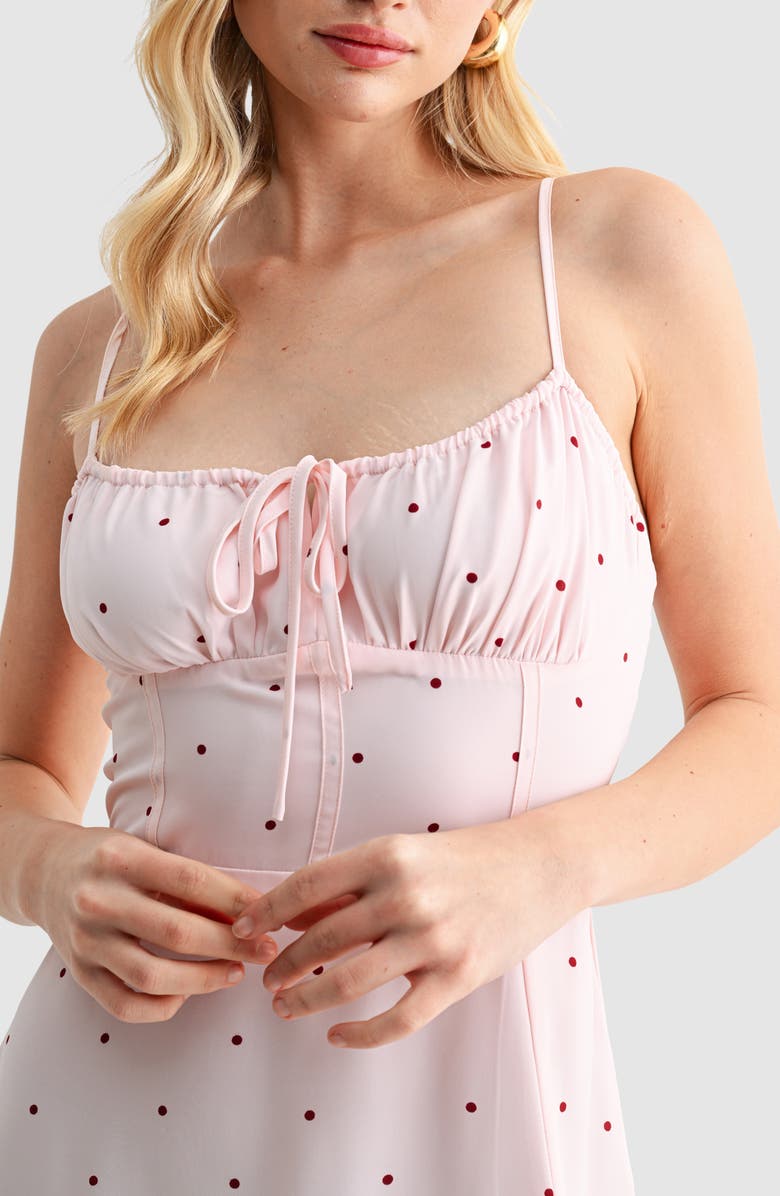 All in Favor Corset Detail Sleeveless Midi Dress, Alternate, color, Blush Burgundy