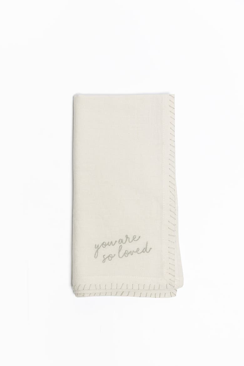 Love Notes Embroidered Napkin Set of Four, Alternate, color, Natural