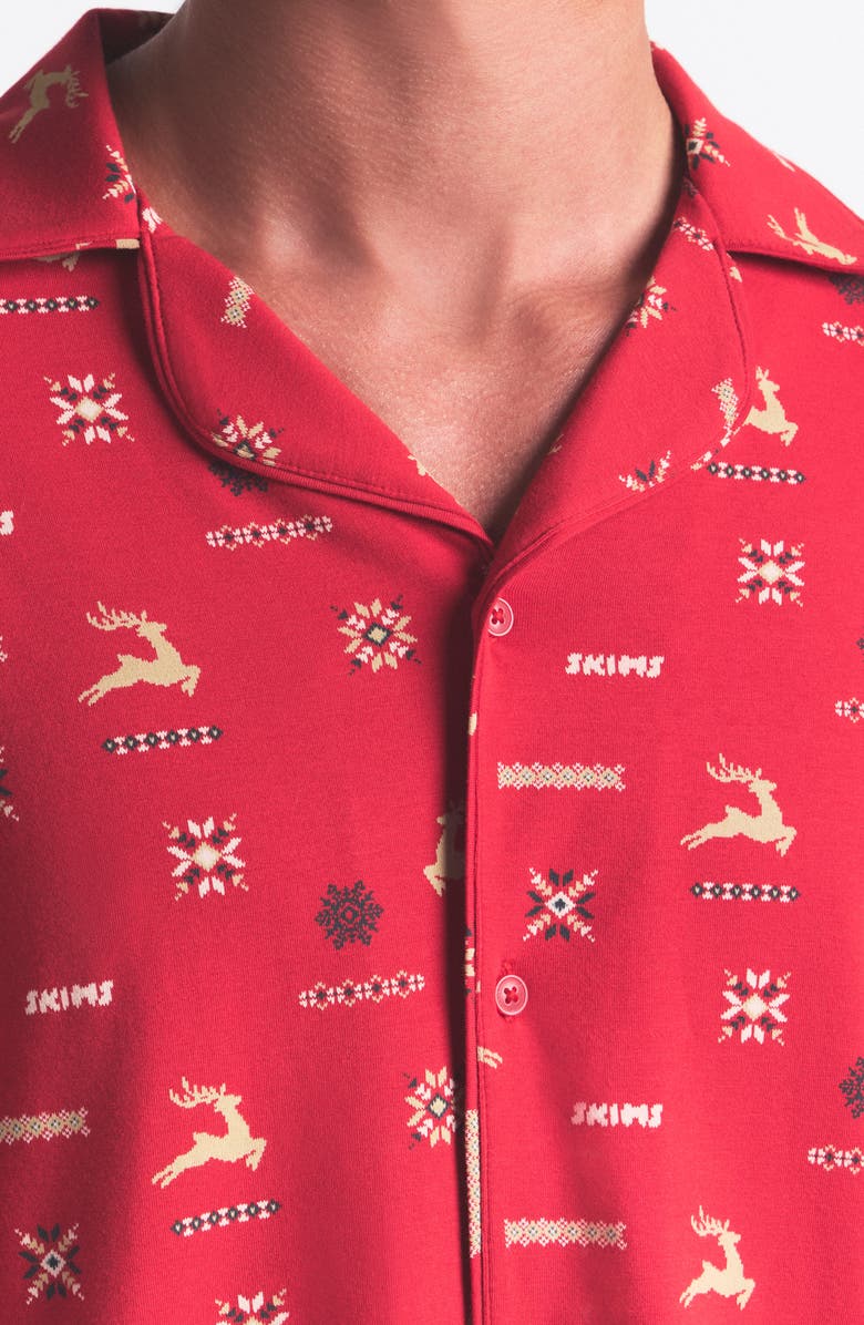 SKIMS Jersey Pajamas, Alternate, color, Cranberry Vintage Deer Print