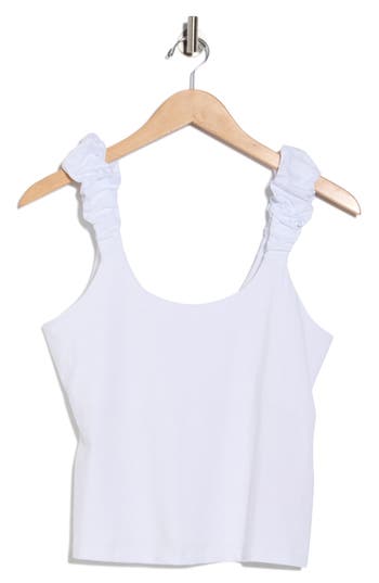 Muse Gathered Strap Tank Top In White