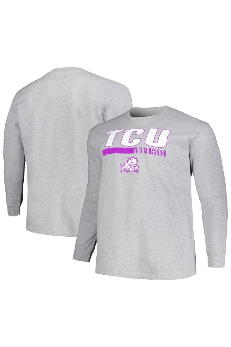 Men's Profile Gray TCU Horned Frogs Big & Tall Two-Hit Long Sleeve T-Shirt, Alternate, color, Gray