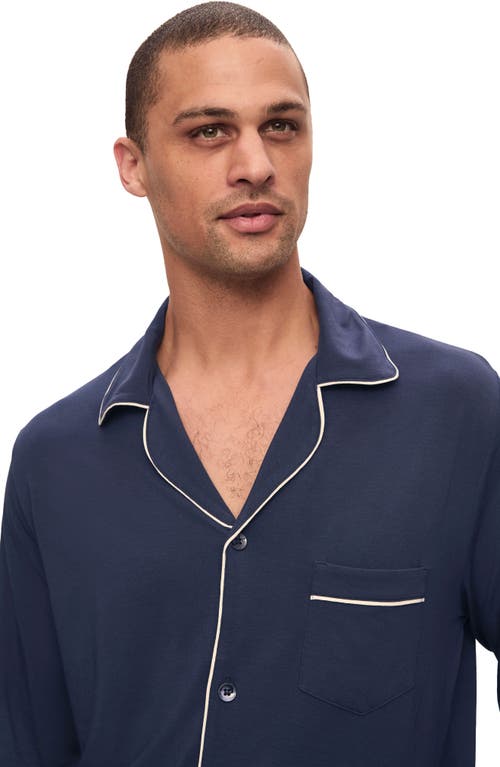Eberjey William Modal Long Pjs True Navy/ivory In Blue