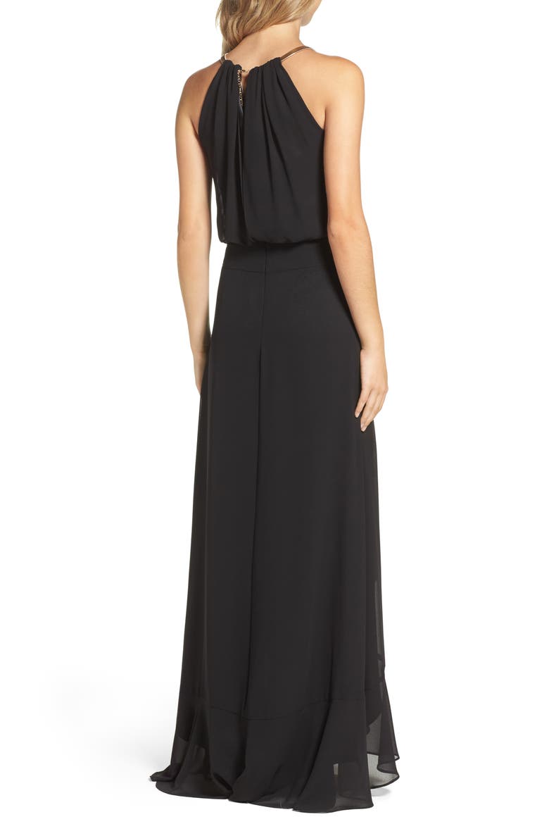 Chiffon Ruffle Gown, Alternate, color, BLACK
