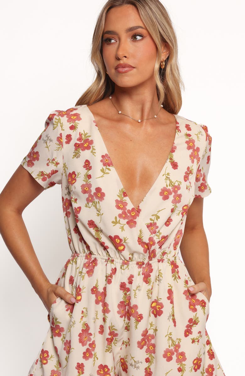 Petal & Pup Zev Floral Print Short Sleeve Romper, Alternate, color,