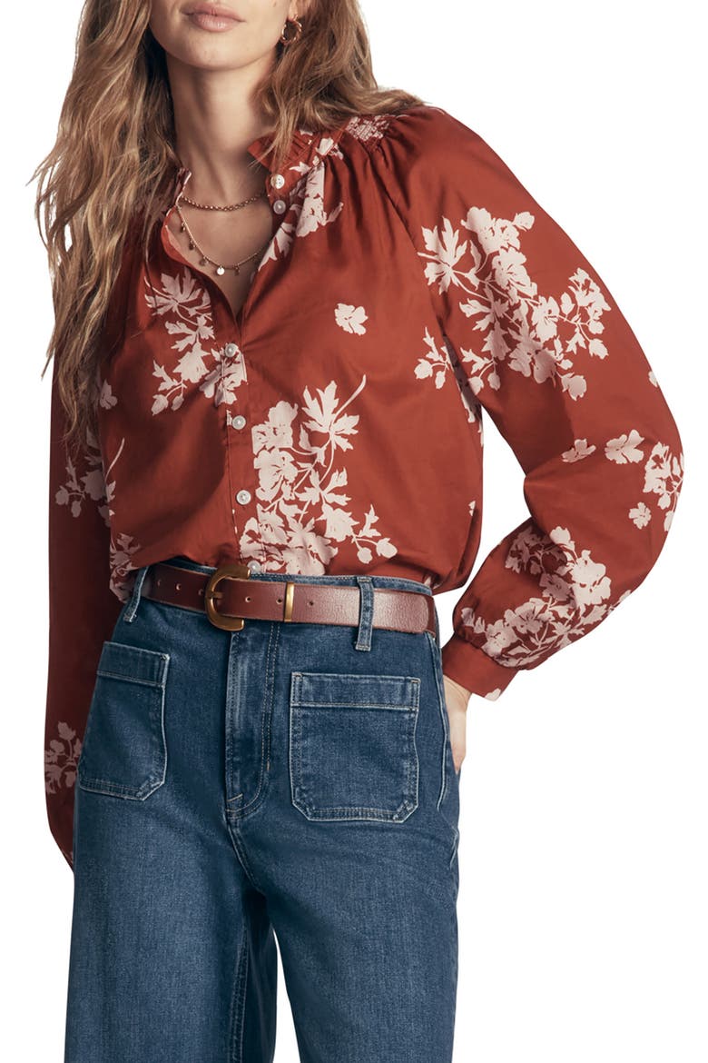 Erica Cotton Frill Top, Main, color, ARABIAN SPICE, FLECKED BUNCH