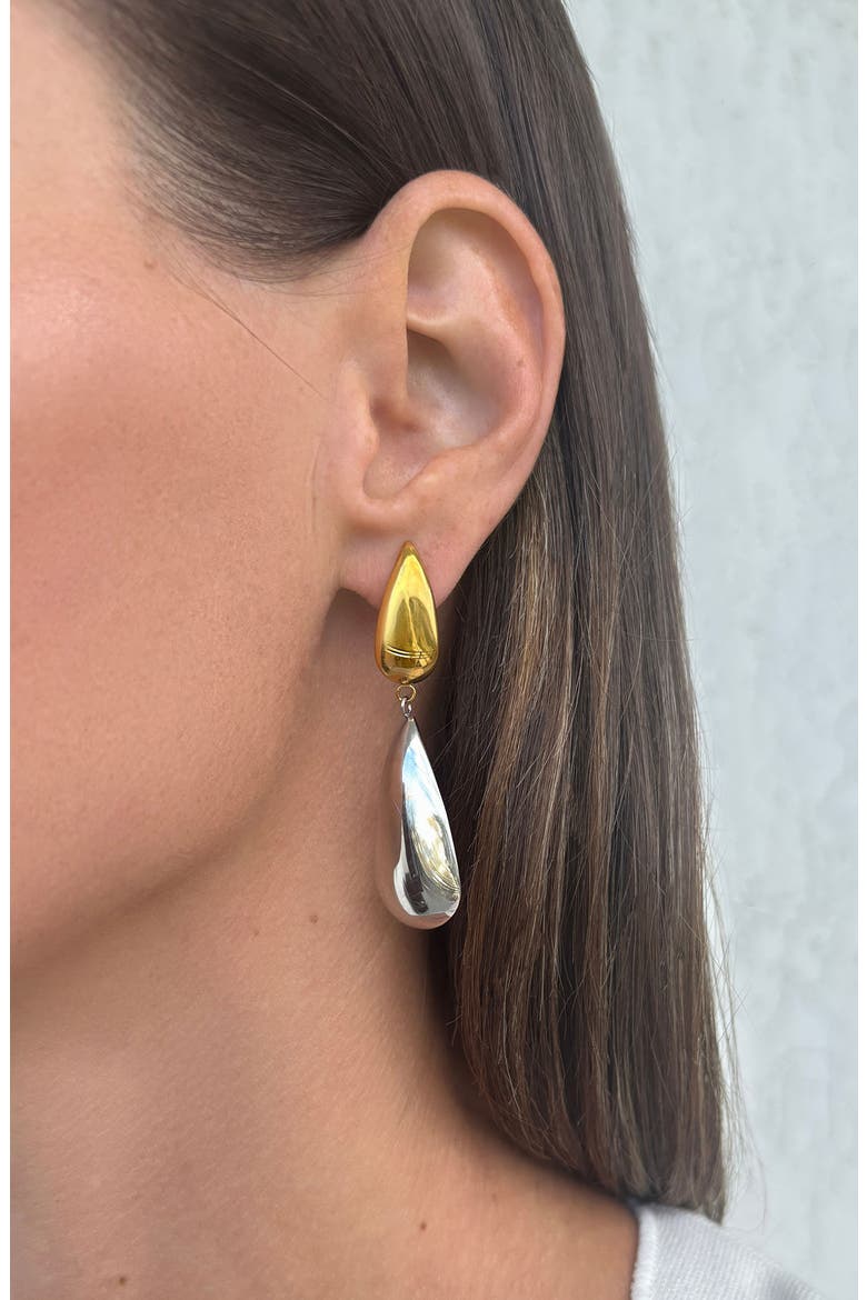 Two-Tone Drop Earrings, Alternate, color, GOLD