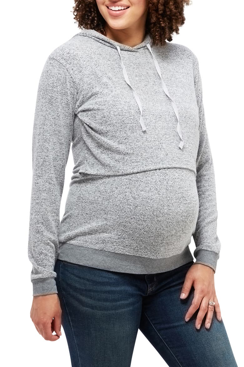 Jojo Maternity/Nursing Hoodie, Main, color, GRAY HACCI