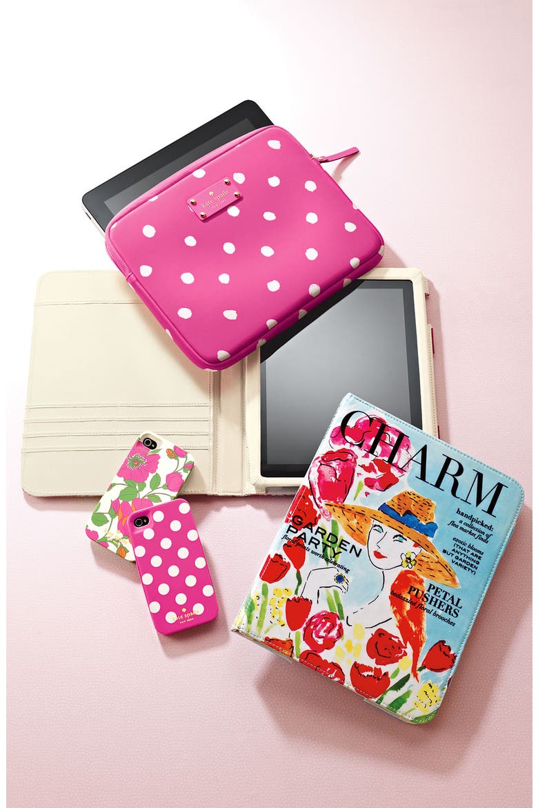 'pretty woman' neoprene iPad sleeve, Alternate, color, GULABI/ WHITE
