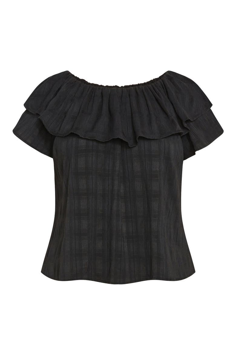 Christy Off the Shoulder Ruffle Top, Alternate, color, BLACK
