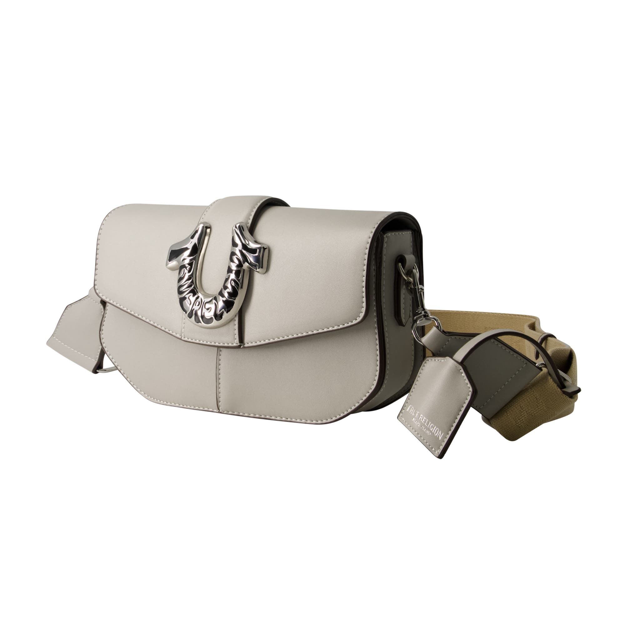 True Religion Shoulder Bag with Signature Logo Accent, Alternate, color, Light Grey