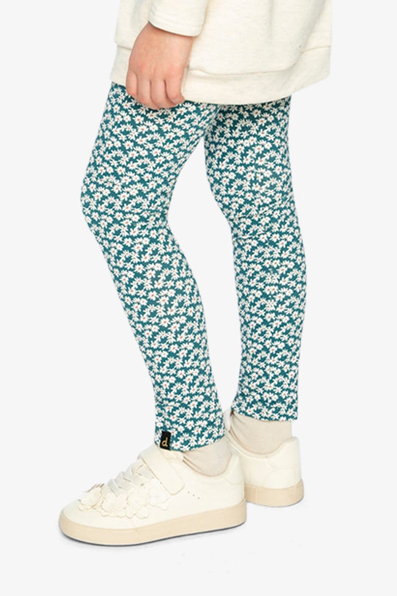 Organic Cotton Ditsy Flower Elastic Waist Leggings, Alternate, color, Green Floral Print