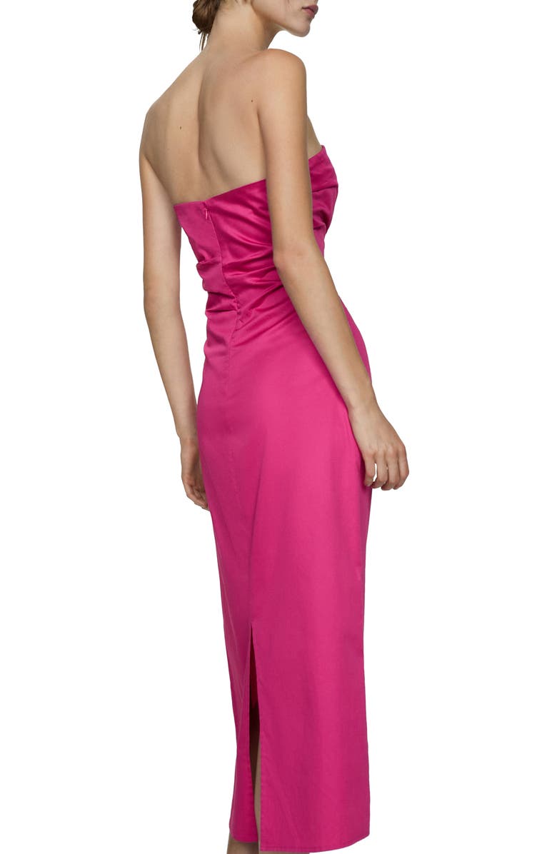 MANGO Draped Strapless Dress, Alternate, color, Pink