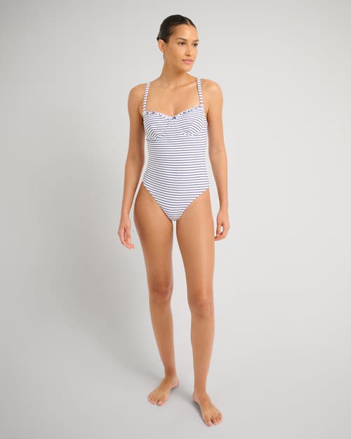 Onia Towel Terry Sailor Stripe Marilyn One Piece In Blue