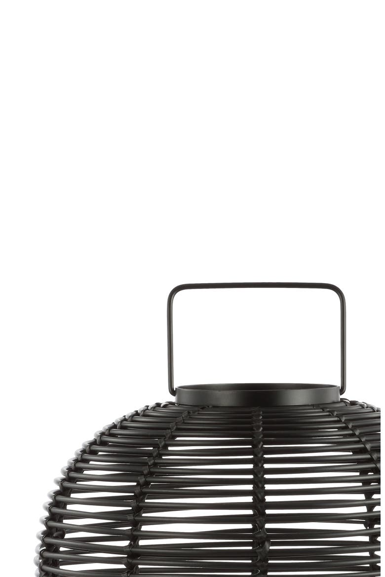 Kandella 26.7" Outdoor Woven Oval Asian LED Lantern, Black, Alternate, color, Black