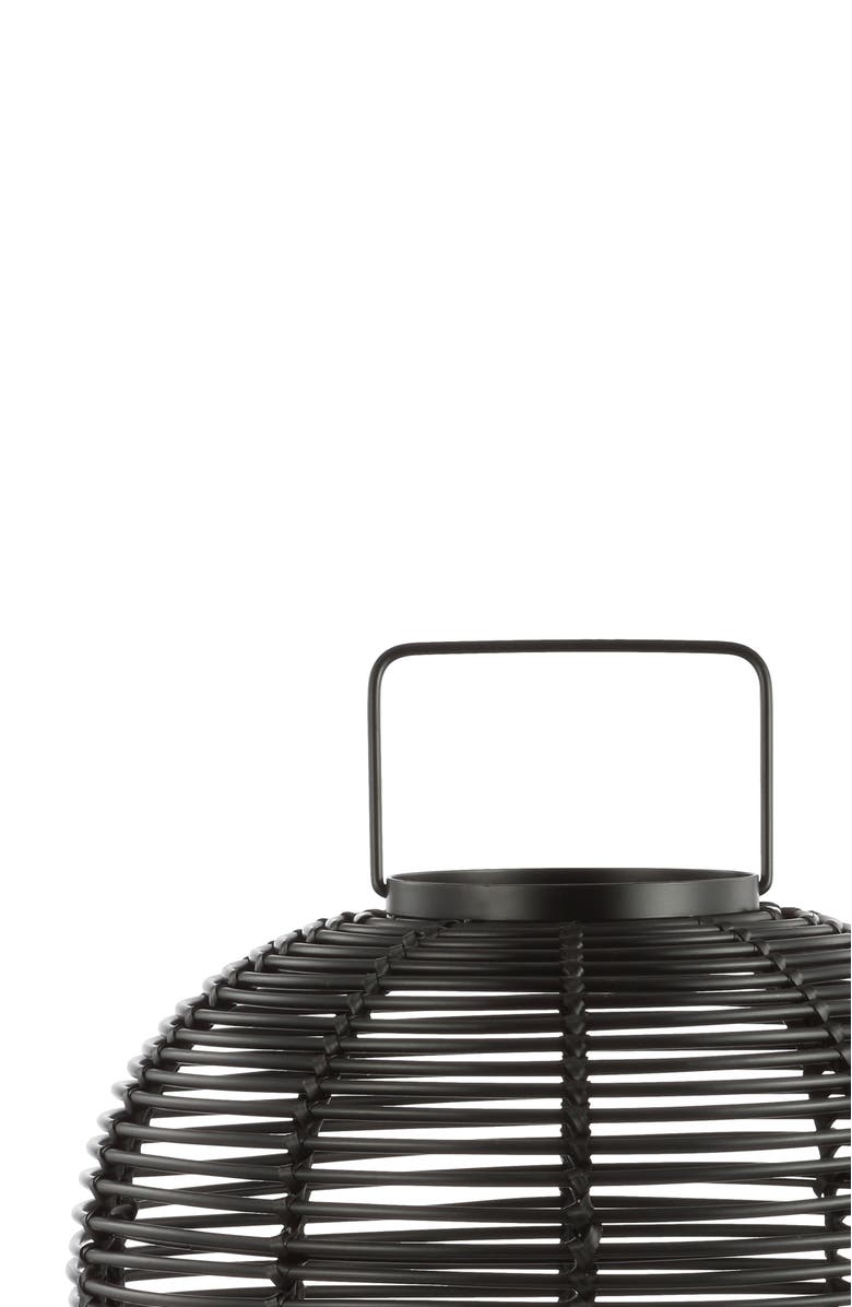 JONATHAN Y Kandella 26.7" Outdoor Woven Oval Asian LED Lantern, Black, Alternate, color, Black