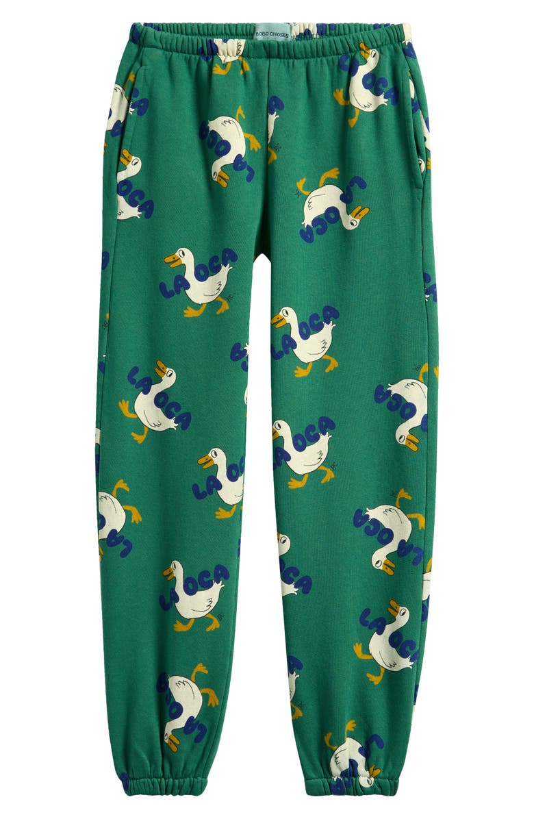 Bobo Choses Kids' La Oca Cotton Sweatpants, Main, color, Green