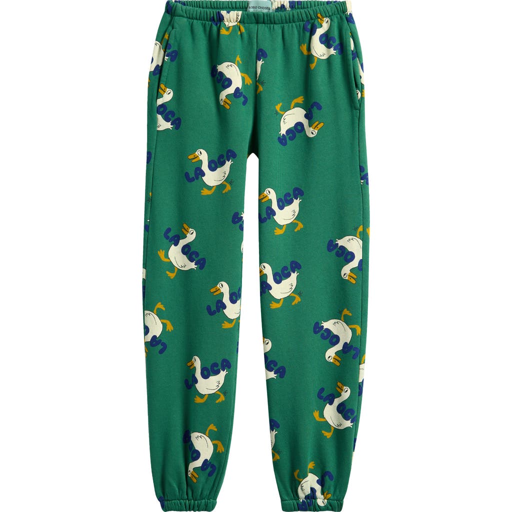 Bobo Choses Kids' La Oca Cotton Sweatpants In Green