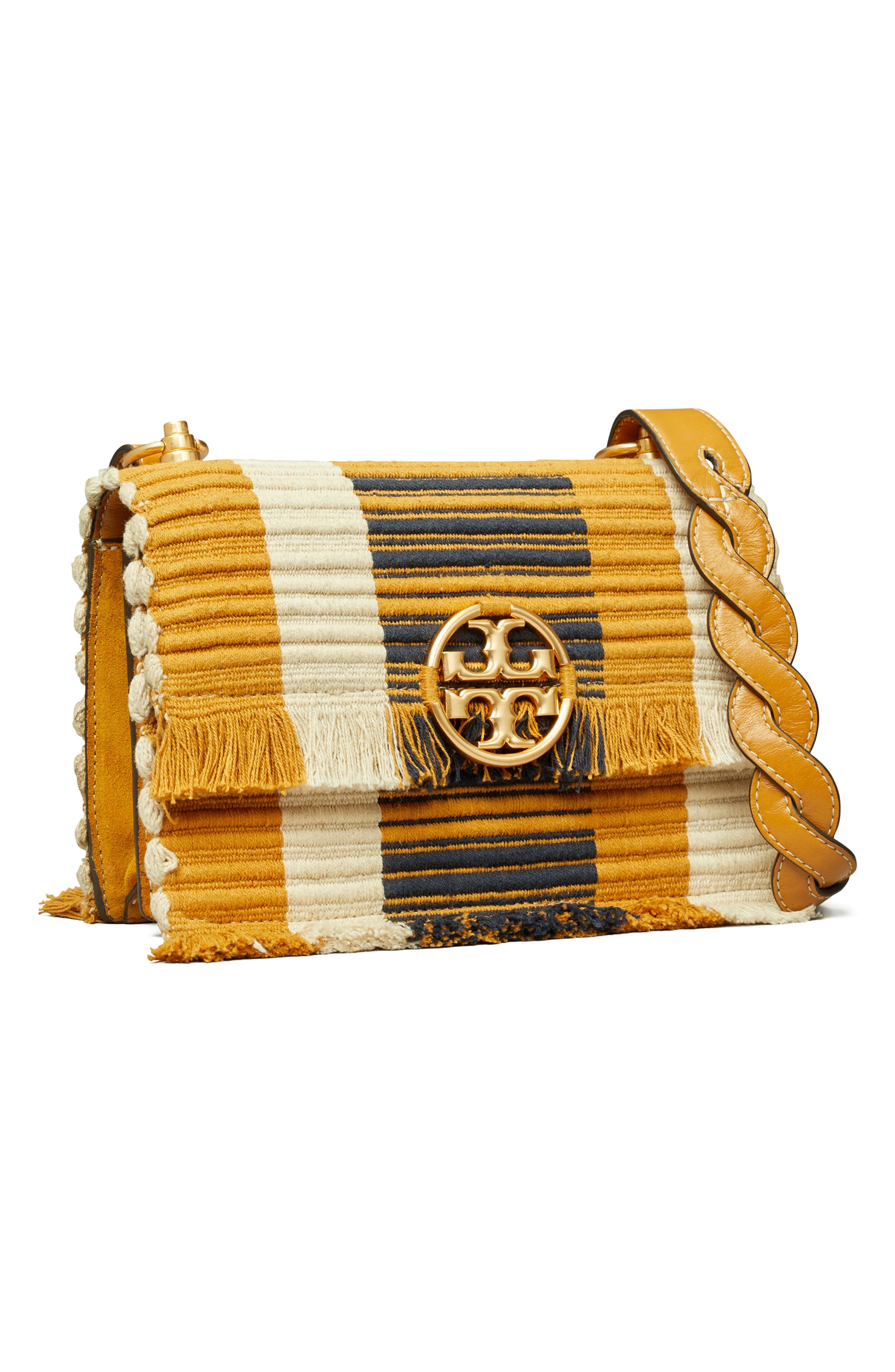 Tory Burch Miller Woven Stripe Small Shoulder Bag, Alternate, color, 